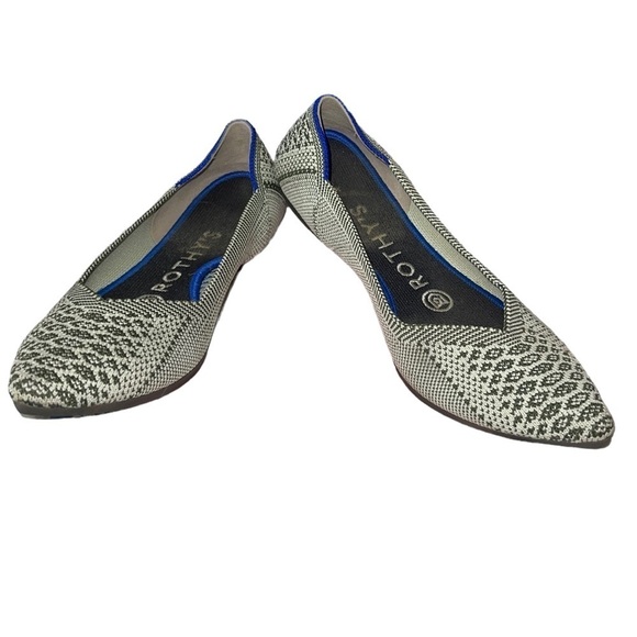 Rothy's Green and Cream Flats Comfortable and Stylish. Size W6 GUC - Picture 2 of 12